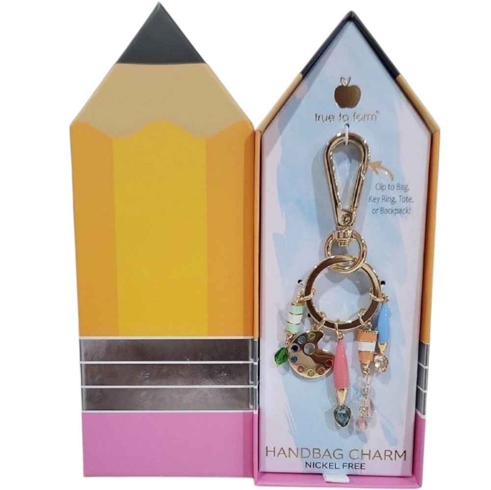 💛🔹️True To Form🔹️ Artist Painter Gold and Pink Key Chain Bag Charm  ✨️